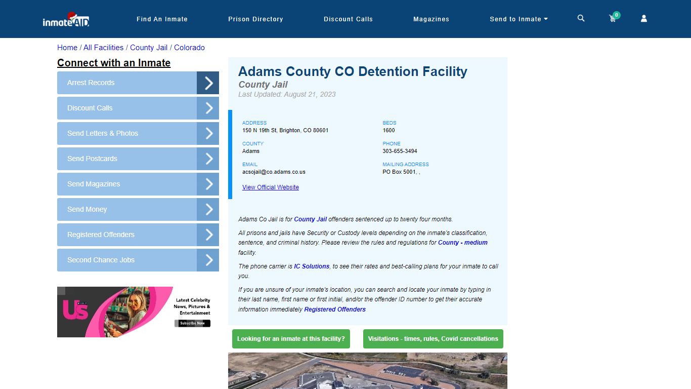 Adams County CO Detention Facility - Inmate Locator - Brighton, CO